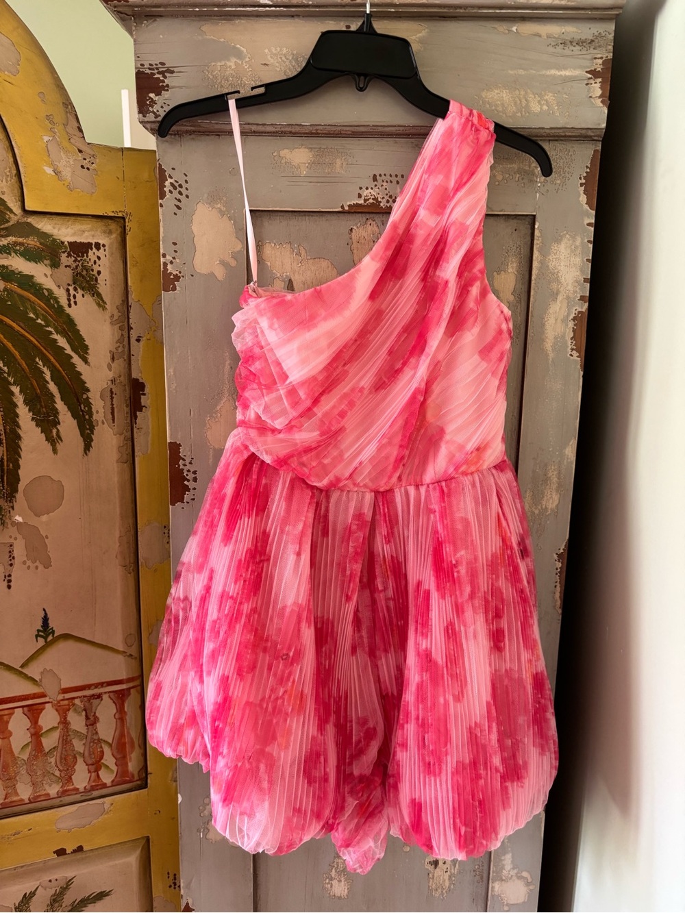 Hutch Pink One-Shoulder Pleated Romper